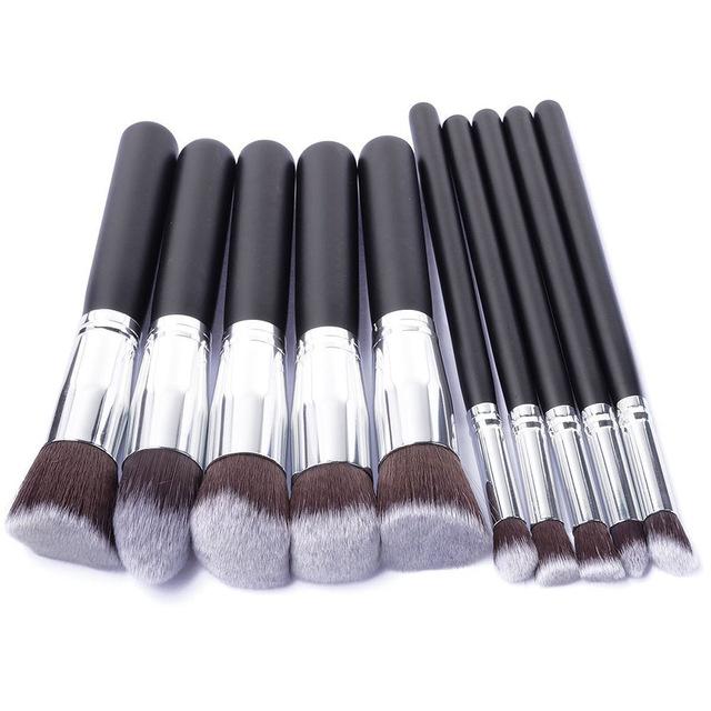 10 Pcs Silver/Golden Makeup Brushes
